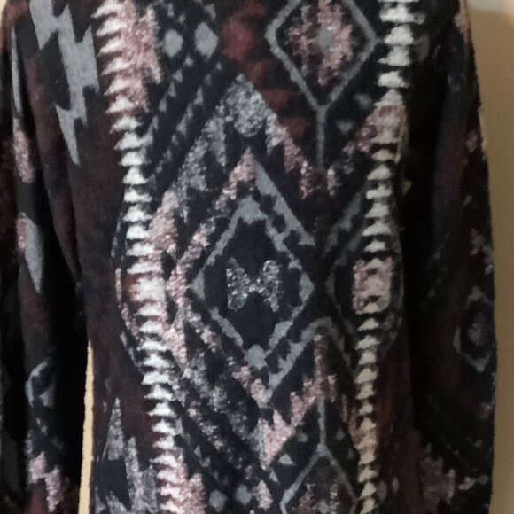 Lucky Brand Aztec Pattern Fringed Cardigan Women Size Small Boho Southwestern - Picture 5 of 8
